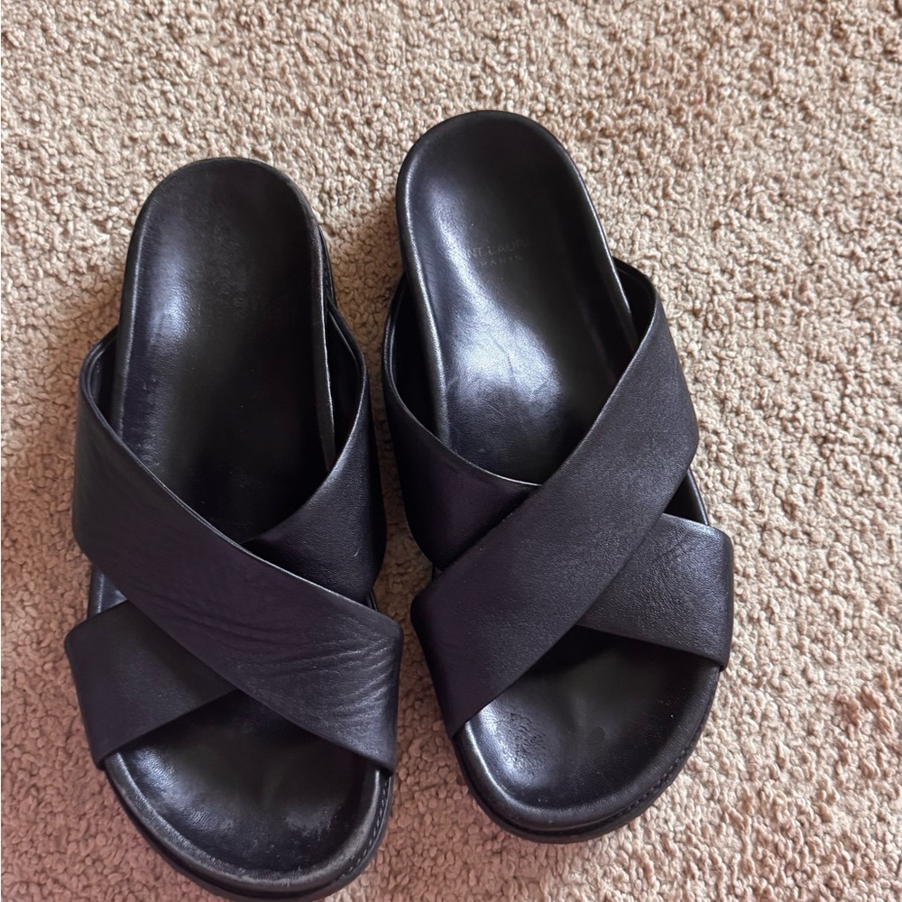Saint Laurent Black Minimalist Sandals